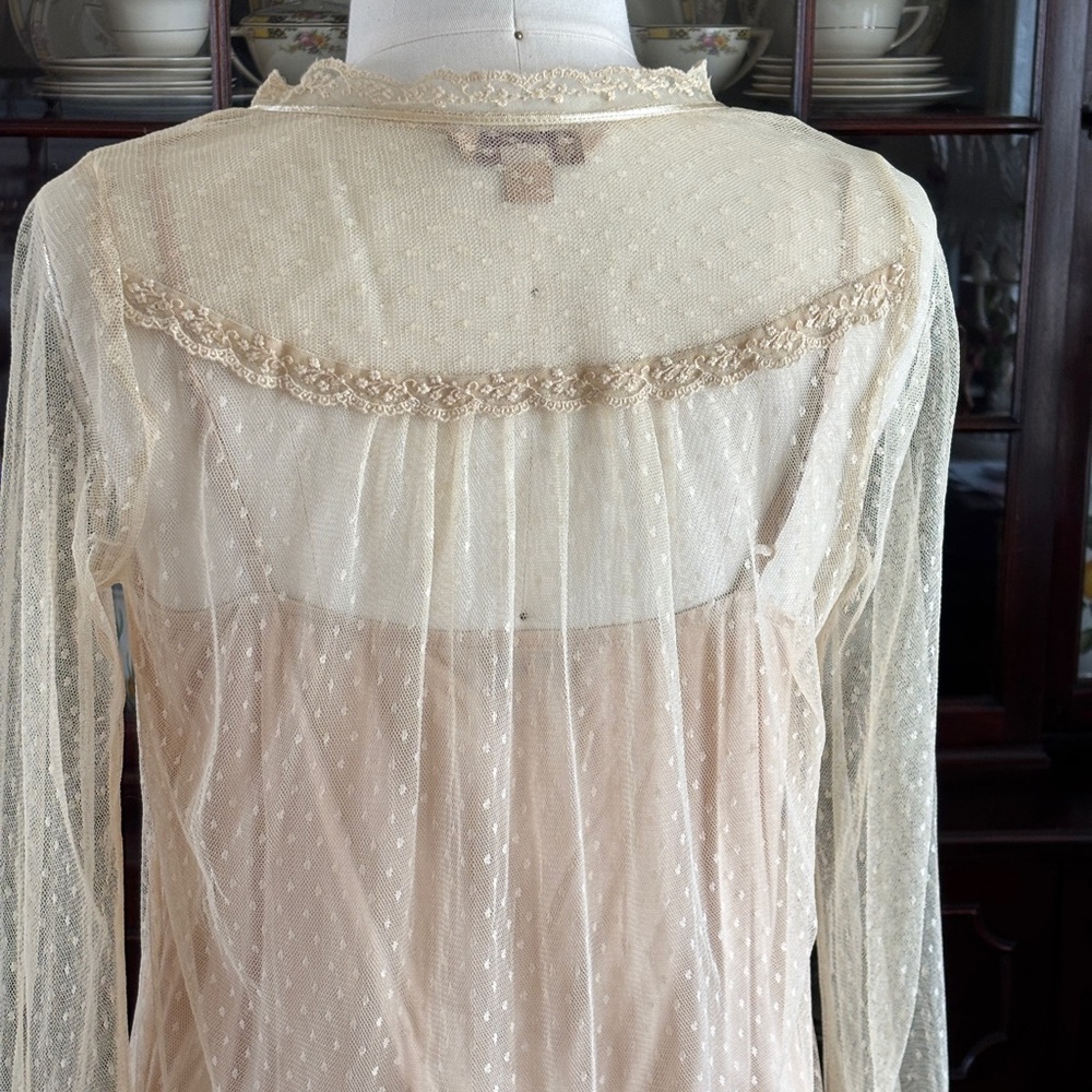 April Cornell Swiss Dot Net Blouse with Lace Appliqué and Lace Ruffles - Picture 10 of 16